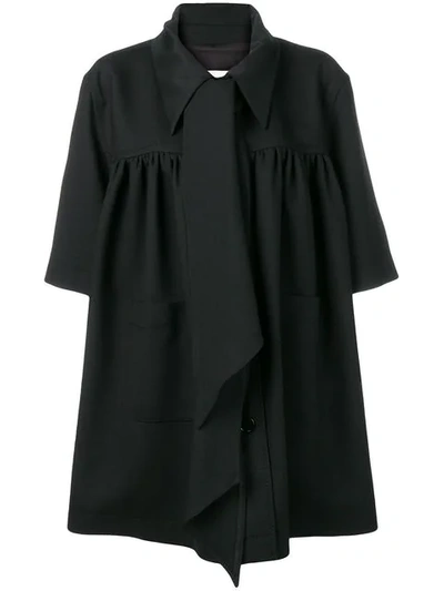 Mm6 Maison Margiela Oversized Tie-neck Coat In Black