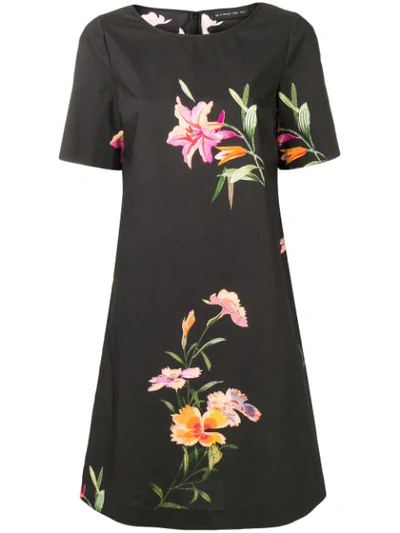 Etro Floral Print Shift Dress In Black