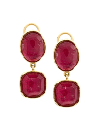 Goossens Two Cabochons Earrings In Gold