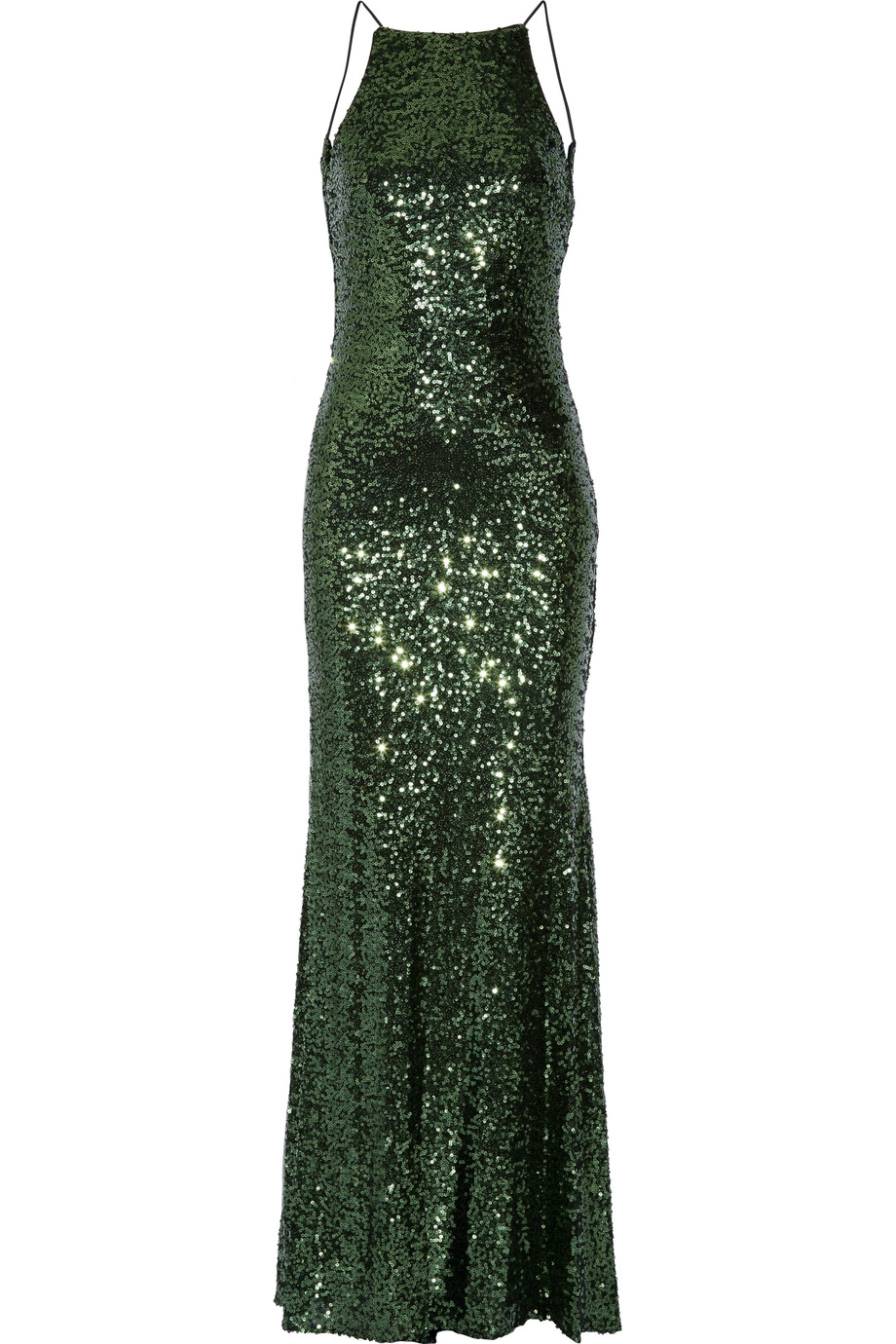 badgley mischka sequin drape back gown