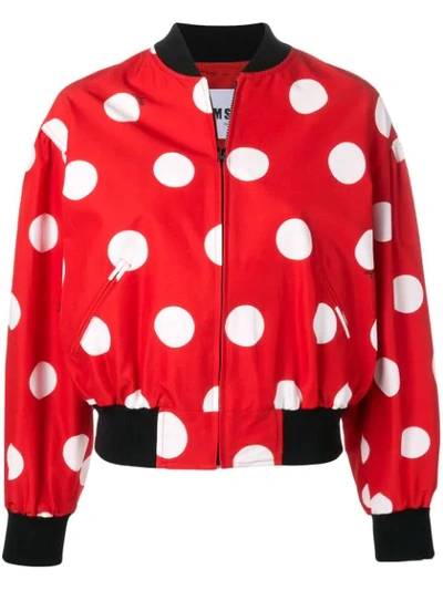 Msgm Polka Dot Bomber Jacket In Red