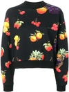 Msgm Fruit Print Sweatshirt In Black