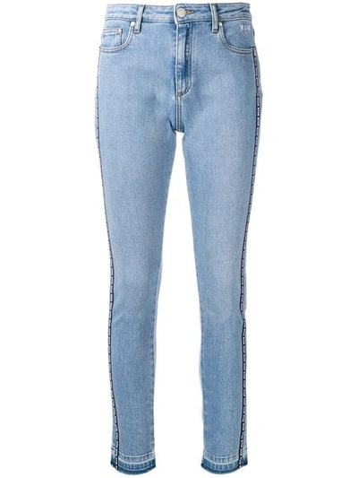 Msgm Logo Band Skinny Jeans In Blue