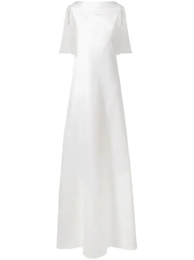 Givenchy Silk Caplet High-neck Gown In White