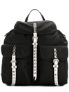 Prada Studded Nylon Backpack - Black