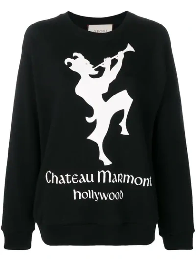 Gucci Chateau Marmont Print Sweatshirt In Black