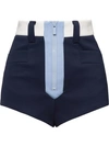Miu Miu Techno Fabric Shorts In Blue