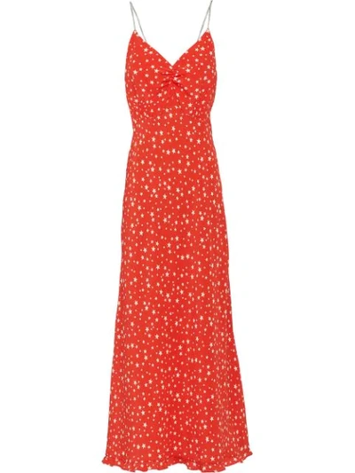 Miu Miu Star-printed Silk Crêpe Dress In F0011 Red