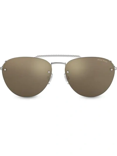 Miu Miu Sonnenbrille Mit Kristallen In Grey