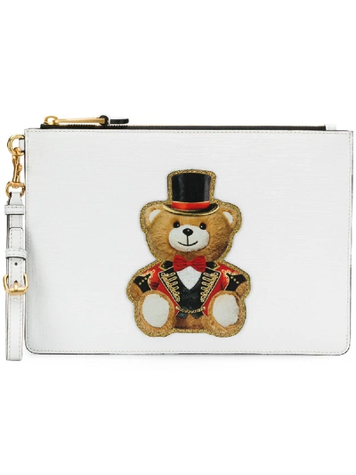Moschino Teddy Circus Clutch In White