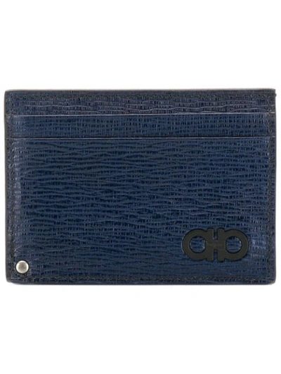 Ferragamo Gancini Logo Cardholder In Blue