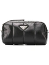 Prada Logo Plaque Makeup Bag In Black