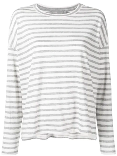 Vince Striped Knit Jumper In White