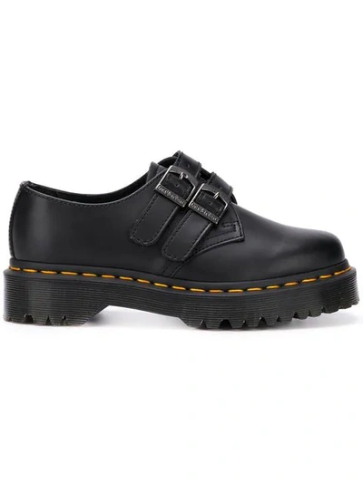 Dr. Martens' Double Buckle Shoes In Black Smooth