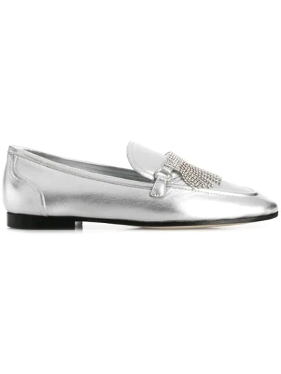 Giuseppe Zanotti Crystal-embellished Loafers In Silver
