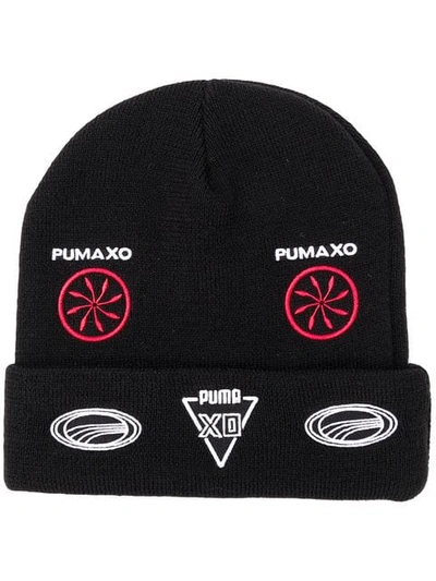 Puma Folded Beanie With Patches In Black