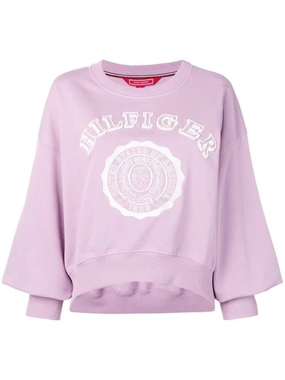 Tommy Hilfiger Logo Sweatshirt In Purple