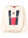 Tommy Hilfiger Embroidered Flag Logo Cotton Sweatshirt In Navajo