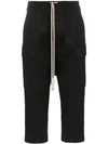 Rick Owens Drop Crotch Cropped Trousers In Black