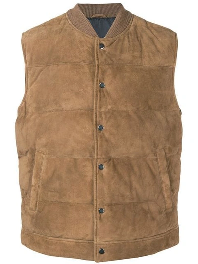 Eleventy Suede Gilet In Brown