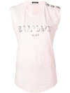 Balmain Logo Tank Top In Pink