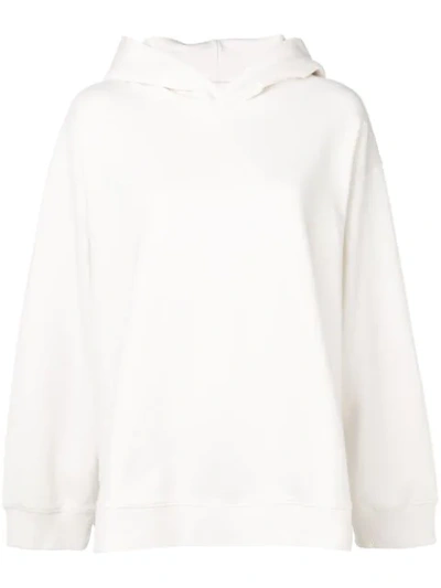 Mm6 Maison Margiela Reversed Logo Embossed Hoodie In Neutrals