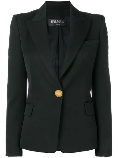 Balmain Single Breasted Coat In Black