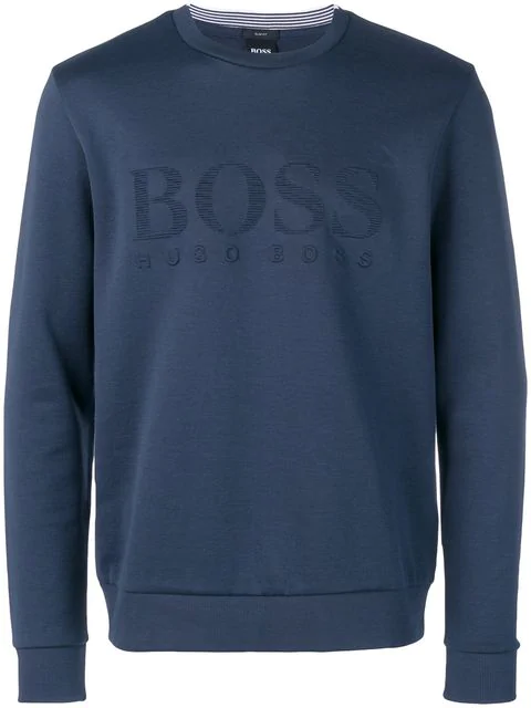 boss embossed crew sweatshirt