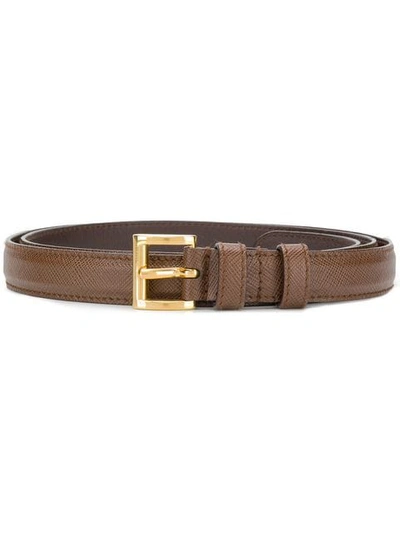 Prada Square Buckle Belt In Brown