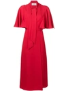 Valentino Silk Crepe De Chine Wrap Midi Dress In Red