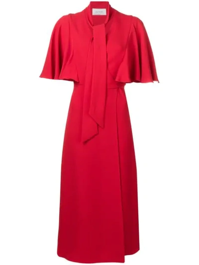 Valentino Silk Crepe De Chine Wrap Midi Dress In Red