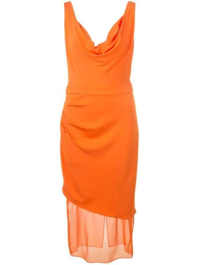 Cushnie Draped Dress In Orange