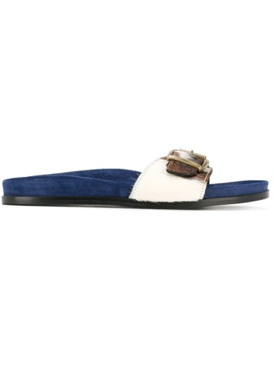 Avec Modération Slip-on Buckle Sandals In Blue