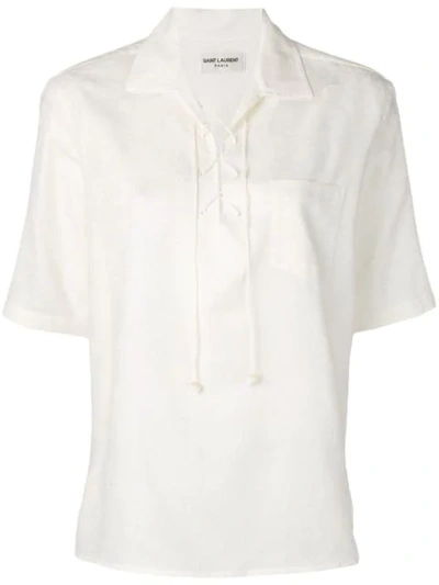 Saint Laurent Bandana Jacquard Shirt In White