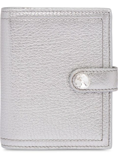 Miu Miu Crystal Detail Wallet - Silver