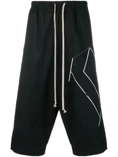 Rick Owens Geometric Shape Long Shorts In Black