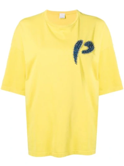 Pinko Strass Embellished T In Yellow