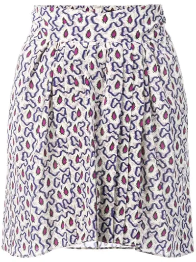 Isabel Marant Mixed Print Pleated Mini Skirt In Neutrals