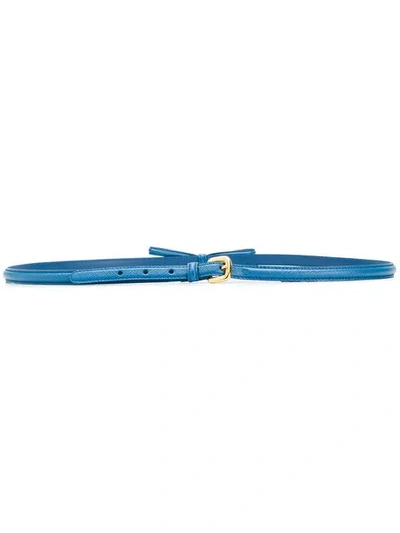 Prada Bow Detail Slim Buckle Belt In Blue