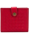 Bottega Veneta Woven Wallet In Red