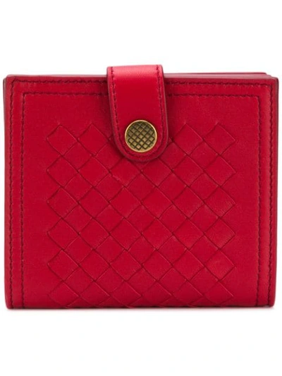 Bottega Veneta Woven Wallet In Red