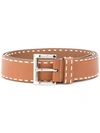 Prada Contrast-stitch Buckle Belt In F0606 Brown