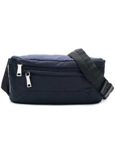 Prada Panelled Belt Bag In Blue