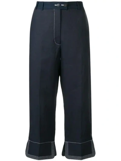 Loewe Cropped Trousers In Navy Blue