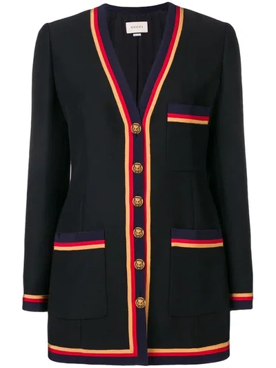 Gucci Tweed Cardigan Jacket In Black