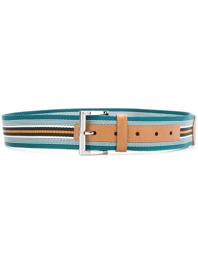 Prada Striped Woven Belt In Blue