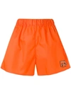 Prada Logo Track Shorts In Orange