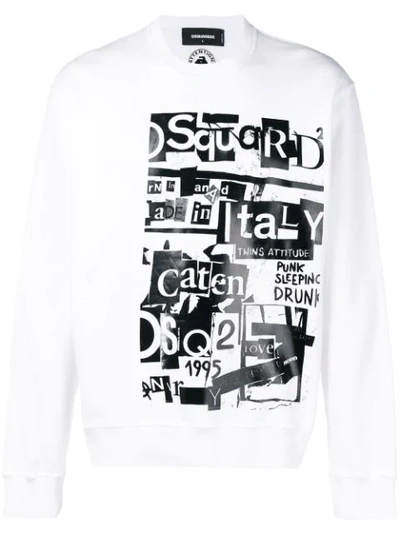 Dsquared2 Collage Print Sweatshirt In White