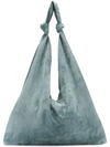 The Row Suede Hobo Shopper In Blue