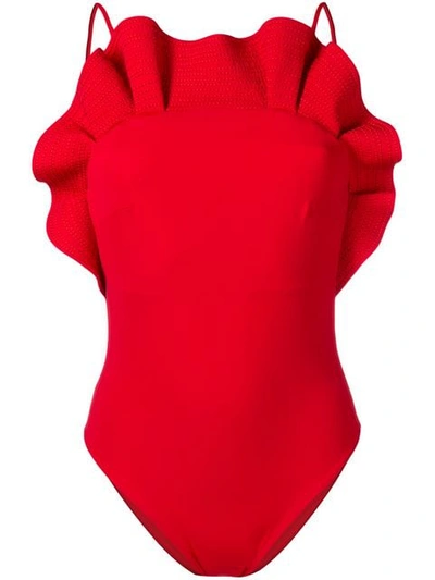Angelys Balek Ruffle Swimsuit - Red